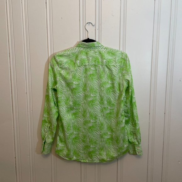 💚 Gap Long Sleeve Button Up Green Leaf Design XS - Picture 3 of 8